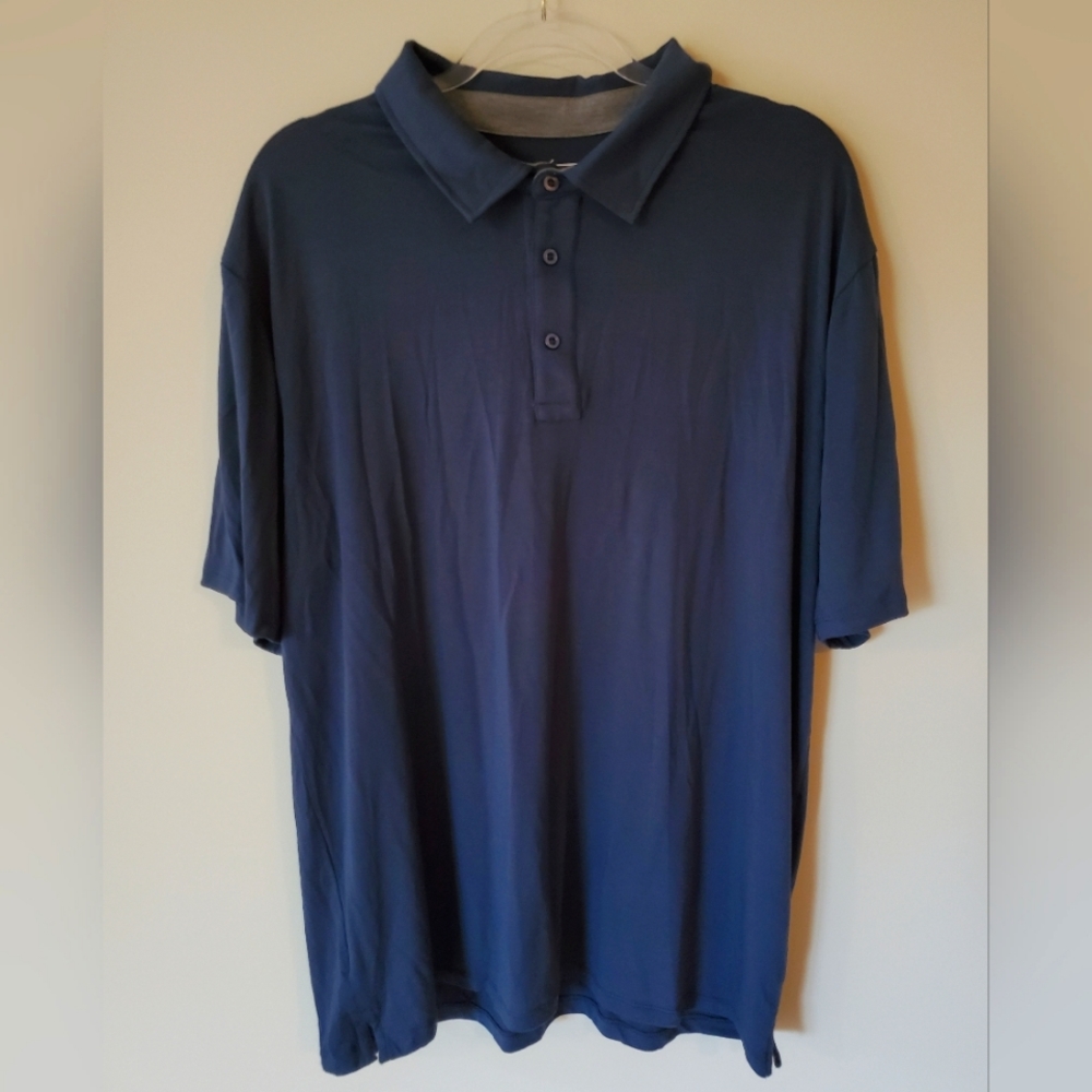Men's Free Fly Collared Polo Bamboo Blend Shirt Dark Grey-Blue